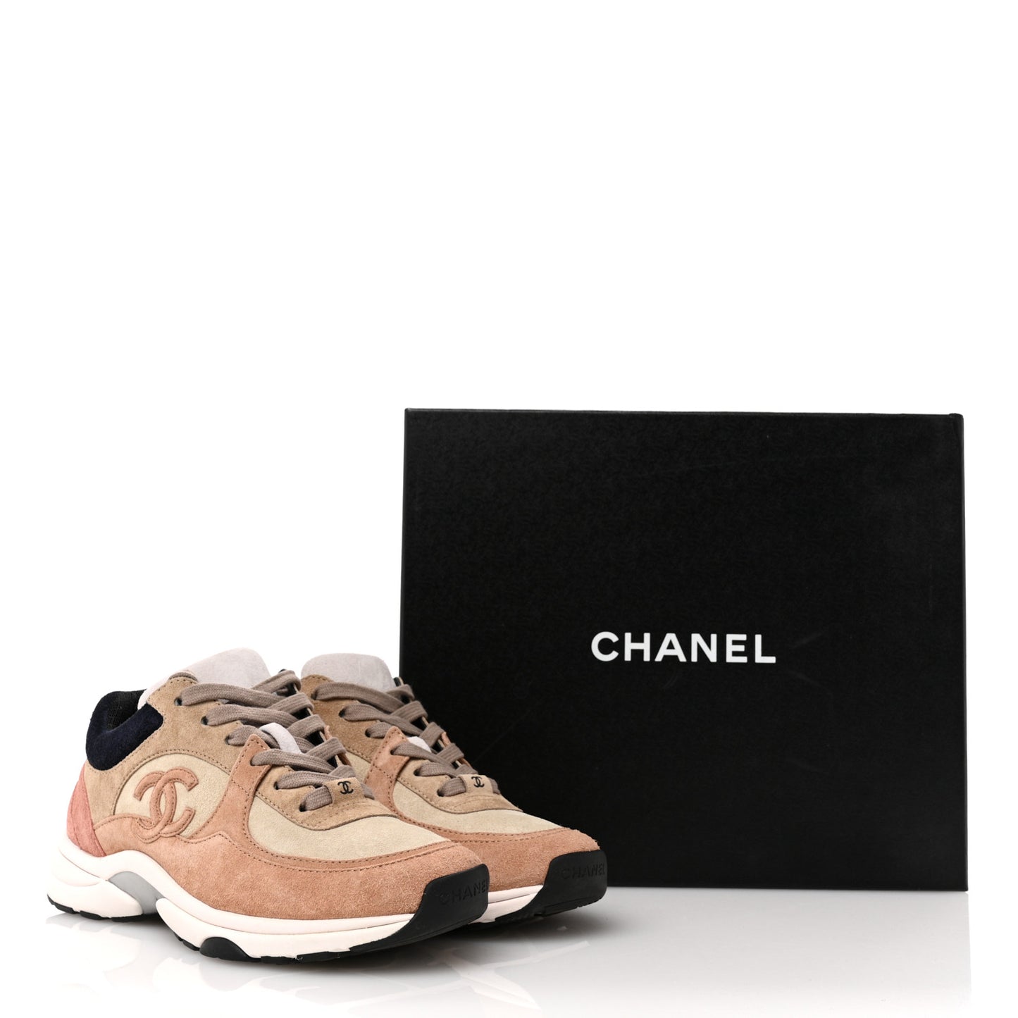Suede Calfskin CC Sneakers 36.5 Brown Beige