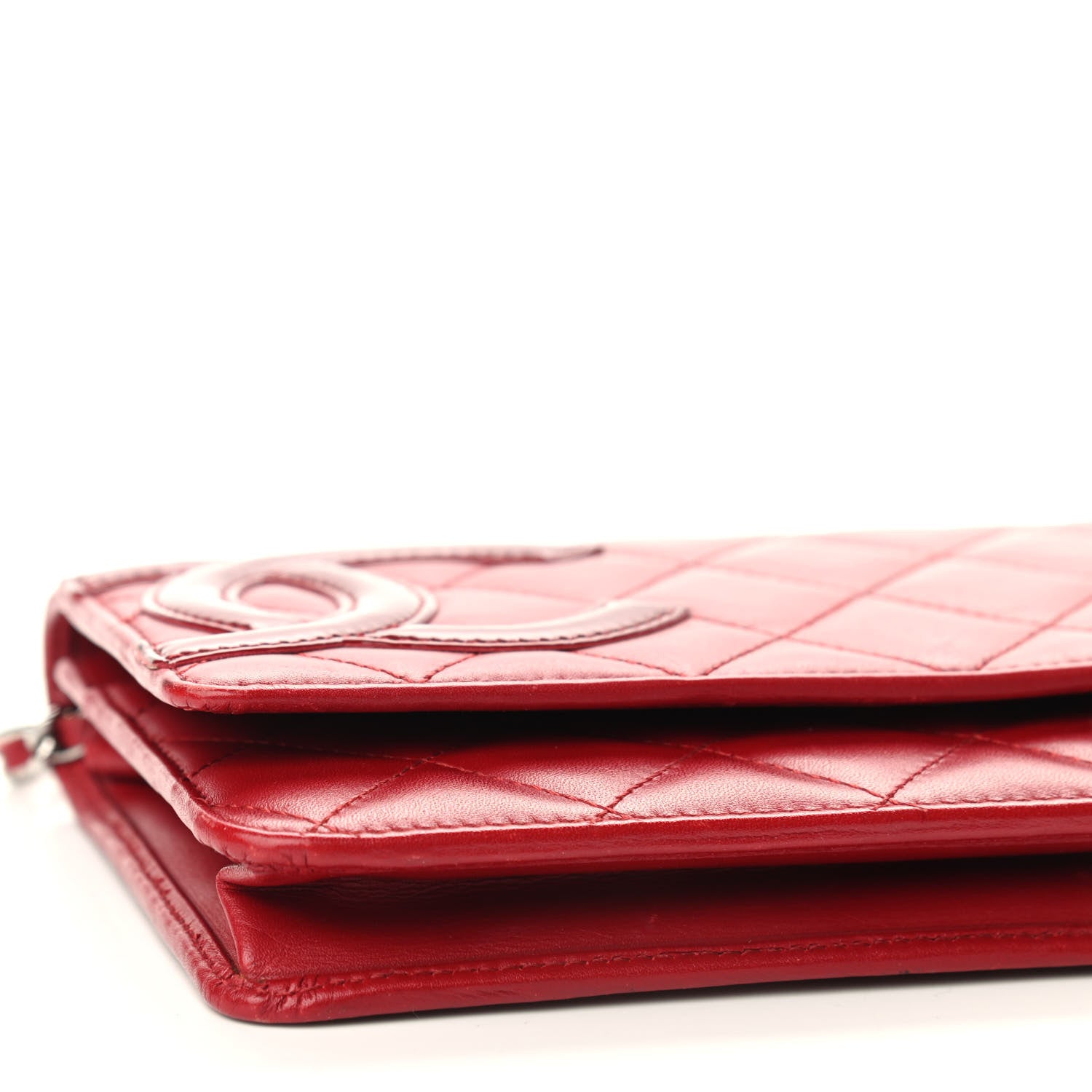 Chanel Calfskin Quilted Cambon Wallet On Chain WOC Red 9 of 11