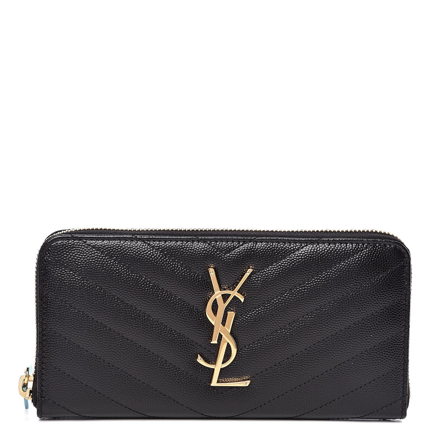 Grain De Poudre Matelasse Chevron Monogram Zip Around Wallet Black