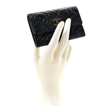 Chanel Lambskin Camellia Embossed Flap Card Holder Navy 2 of 12
