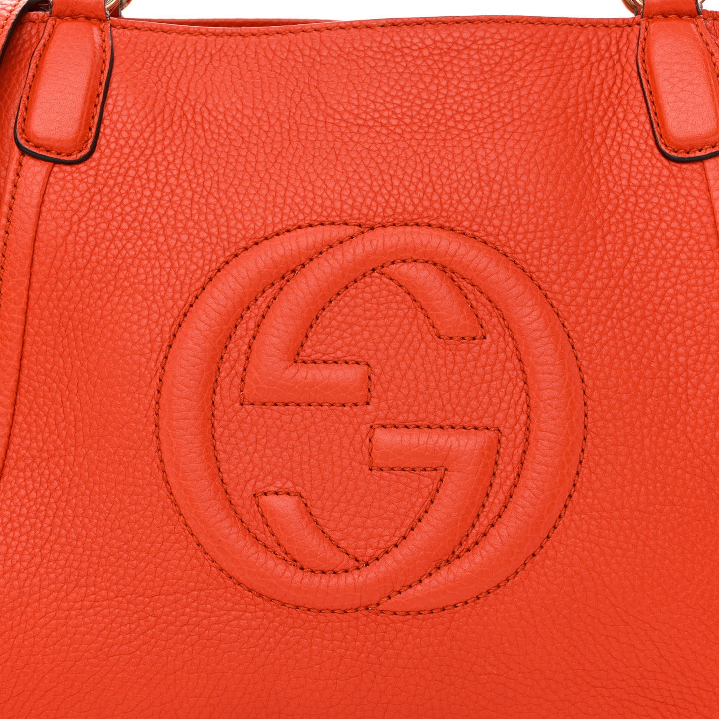 Pebbled Calfskin Small Soho Top Handle Bag Sun Orange