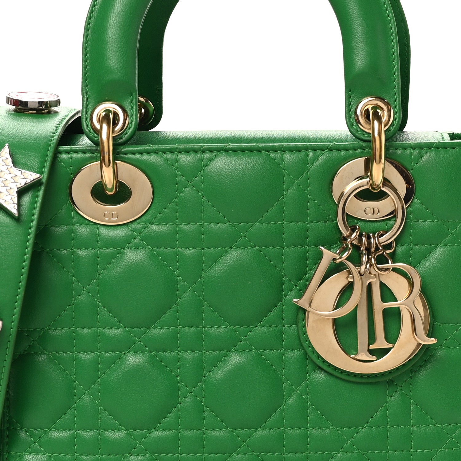 Christian Dior Lambskin Cannage Small Lucky Badges My Lady Dior Green 7 of 11