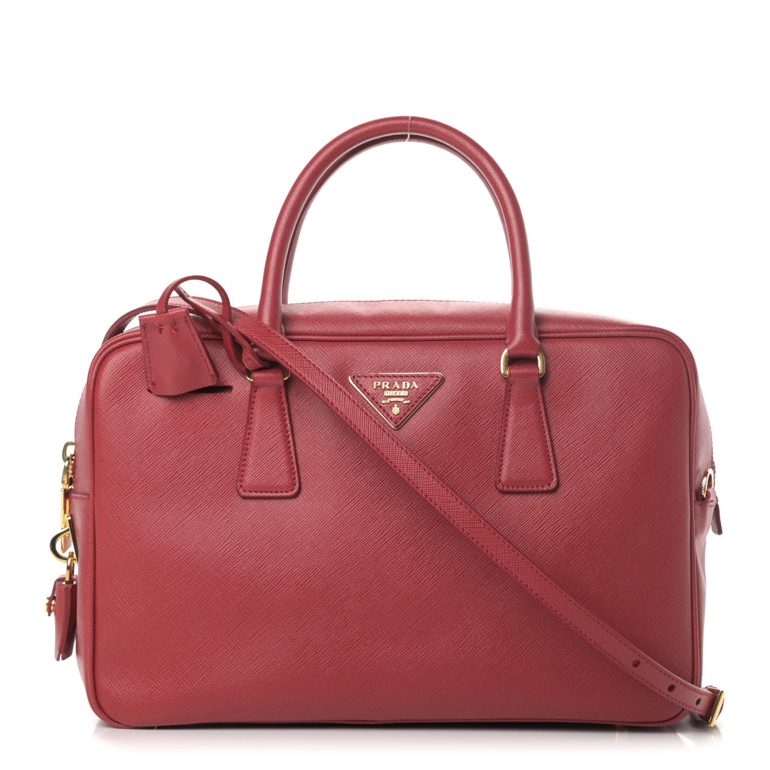 Prada Saffiano Lux Bowler Fuoco 1 of 5
