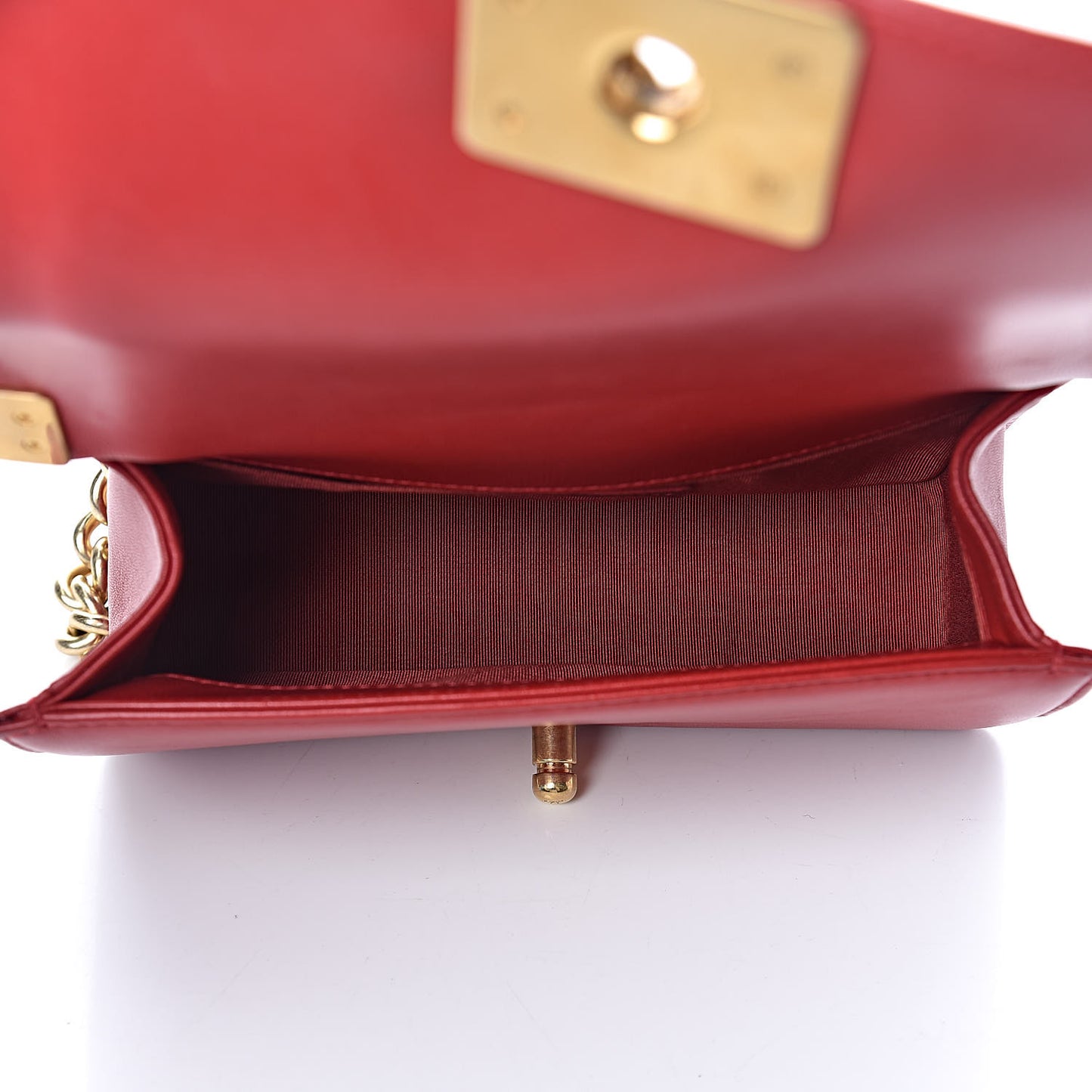 Lambskin Quilted Small Boy Flap Dark Red