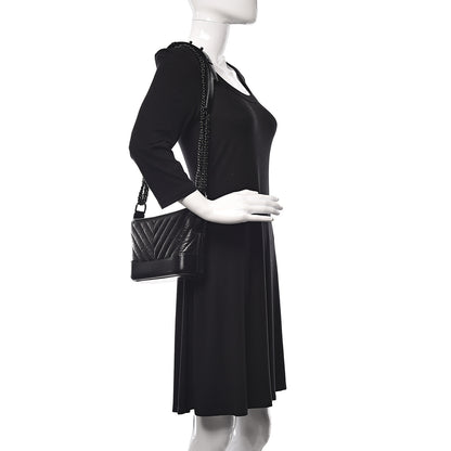 Chanel Aged Calfskin Chevron Quilted Small Gabrielle Hobo So Black 4 of 12