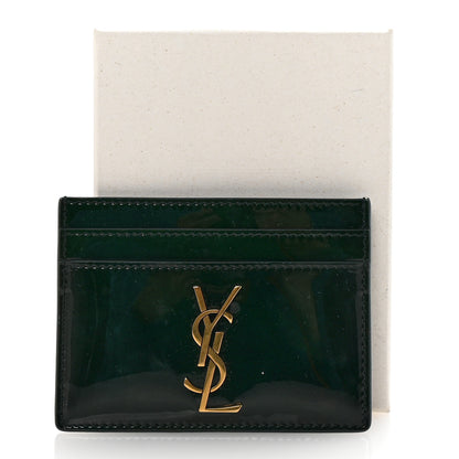 Saint Laurent Patent Calfskin Monogram Credit Card Case Fir Leaf 7 of 7