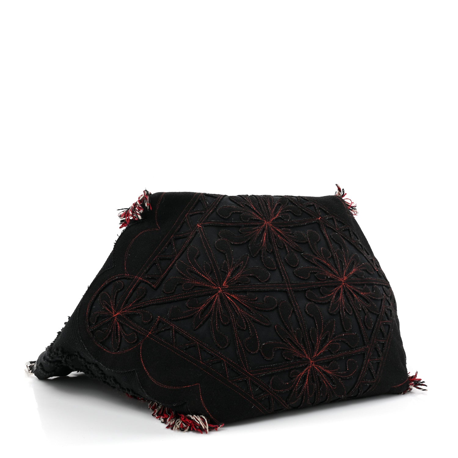Christian Louboutin Cotton Embroidered Portugaba Tote Black 4 of 12