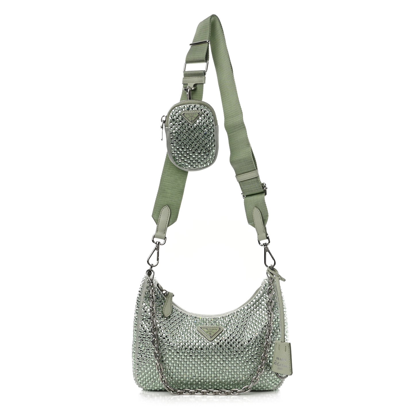 Satin Crystal Re-Edition 2005 Shoulder Bag Acqua