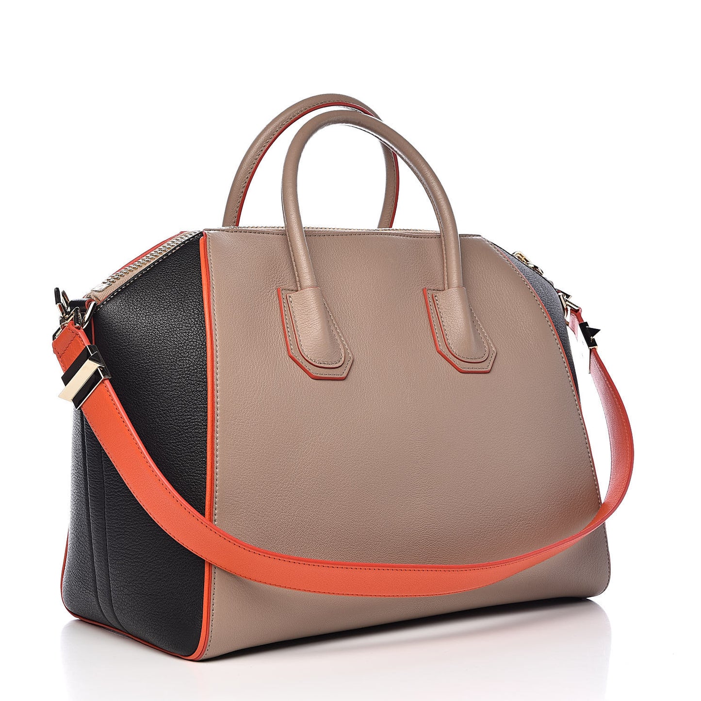 Sugar Goatskin Medium Tri-Color Antigona Taupe Black Orange