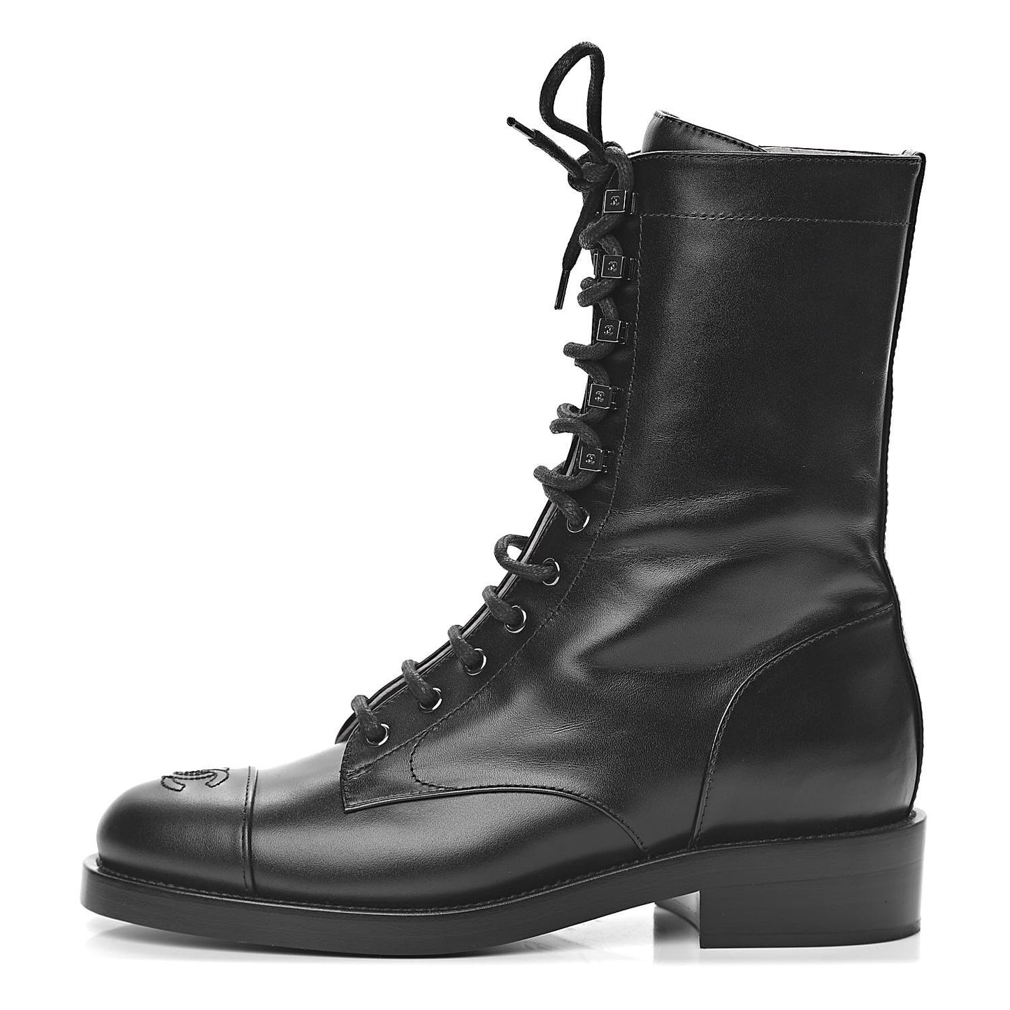 Calfskin CC Combat Boots 39.5 Black