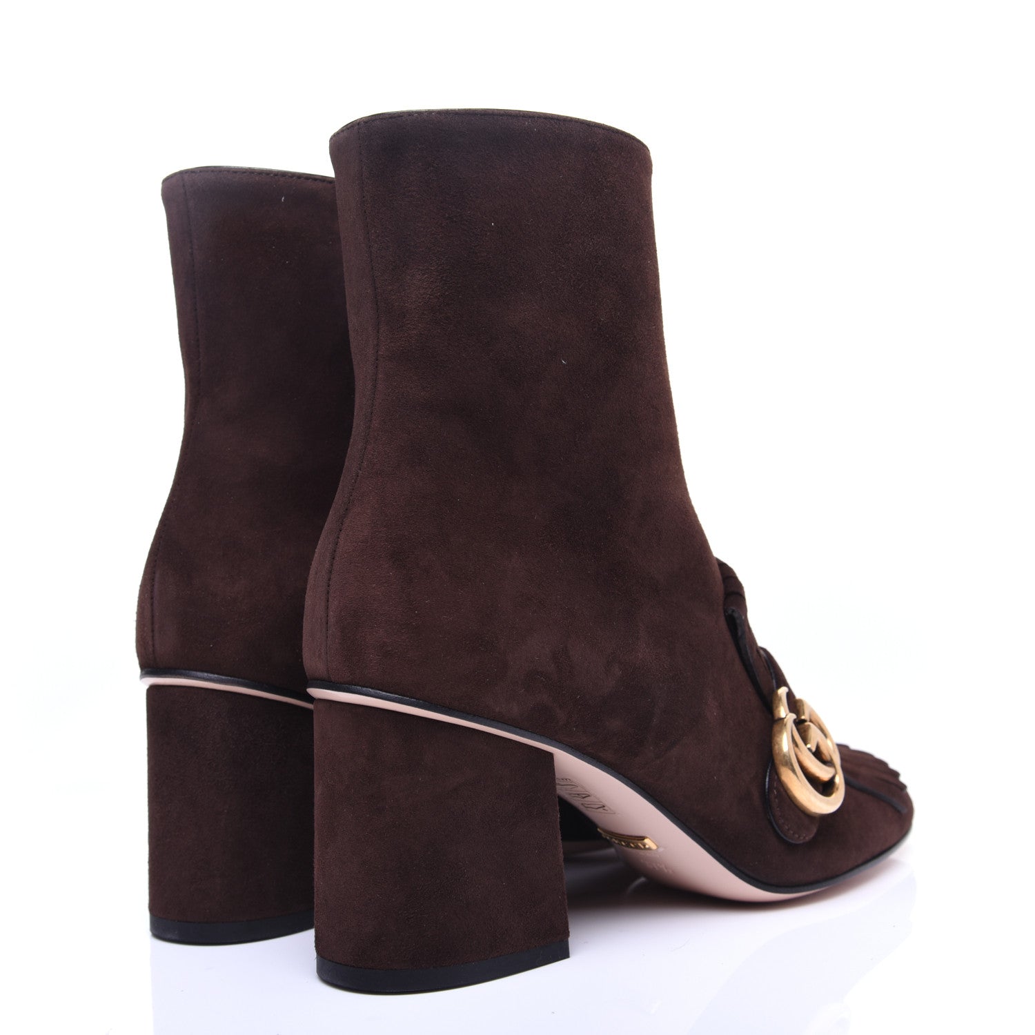 Gucci Kid Scamosciato GG Marmont Fringe 75mm Ankle Boots 38 Cocoa 3 of 13