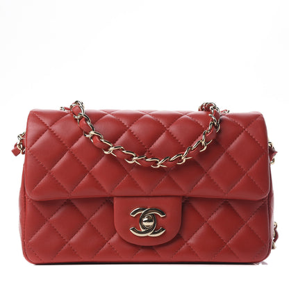 Chanel Lambskin Quilted Mini Rectangular Flap Red 1 of 10