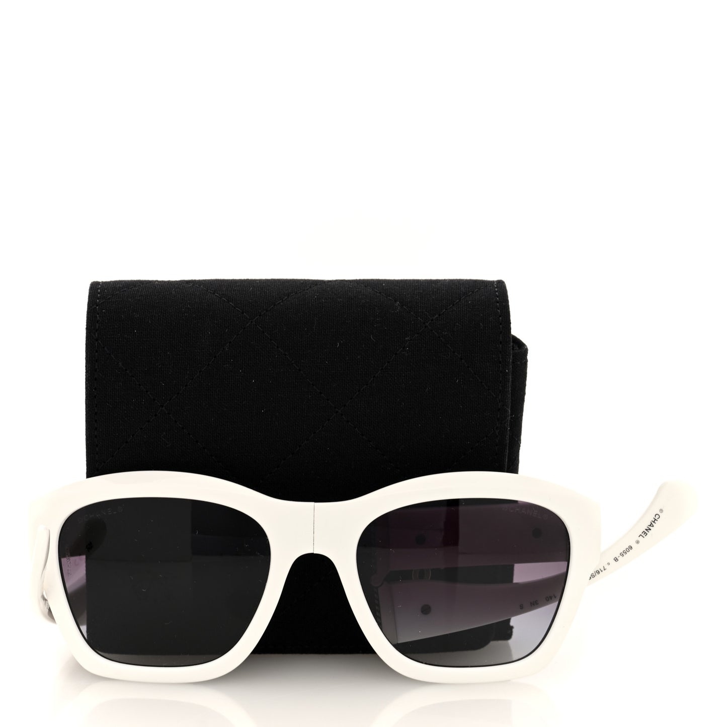 Acetate Metal Crystal Square Folding Sunglasses 6055-B White