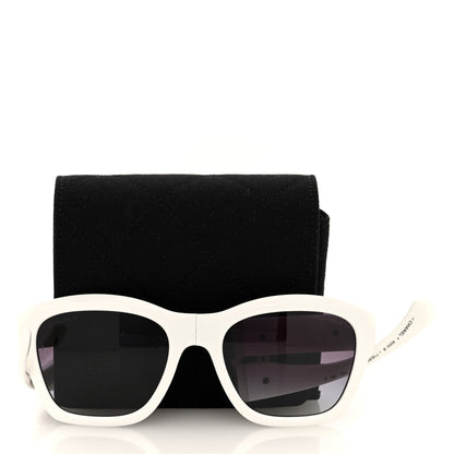 Chanel Acetate Metal Crystal Square Folding Sunglasses 6055-B White 7 of 7