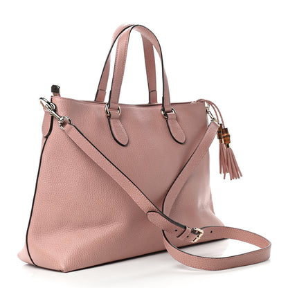 Gucci Pebbled Calfskin Convertible Bamboo Tassel Tote Soft Pink 2 of 8