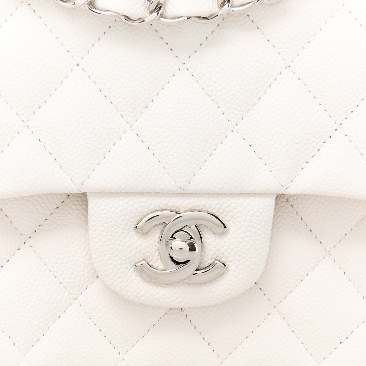 Chanel Caviar Quilted Medium Double Flap White 9 of 12