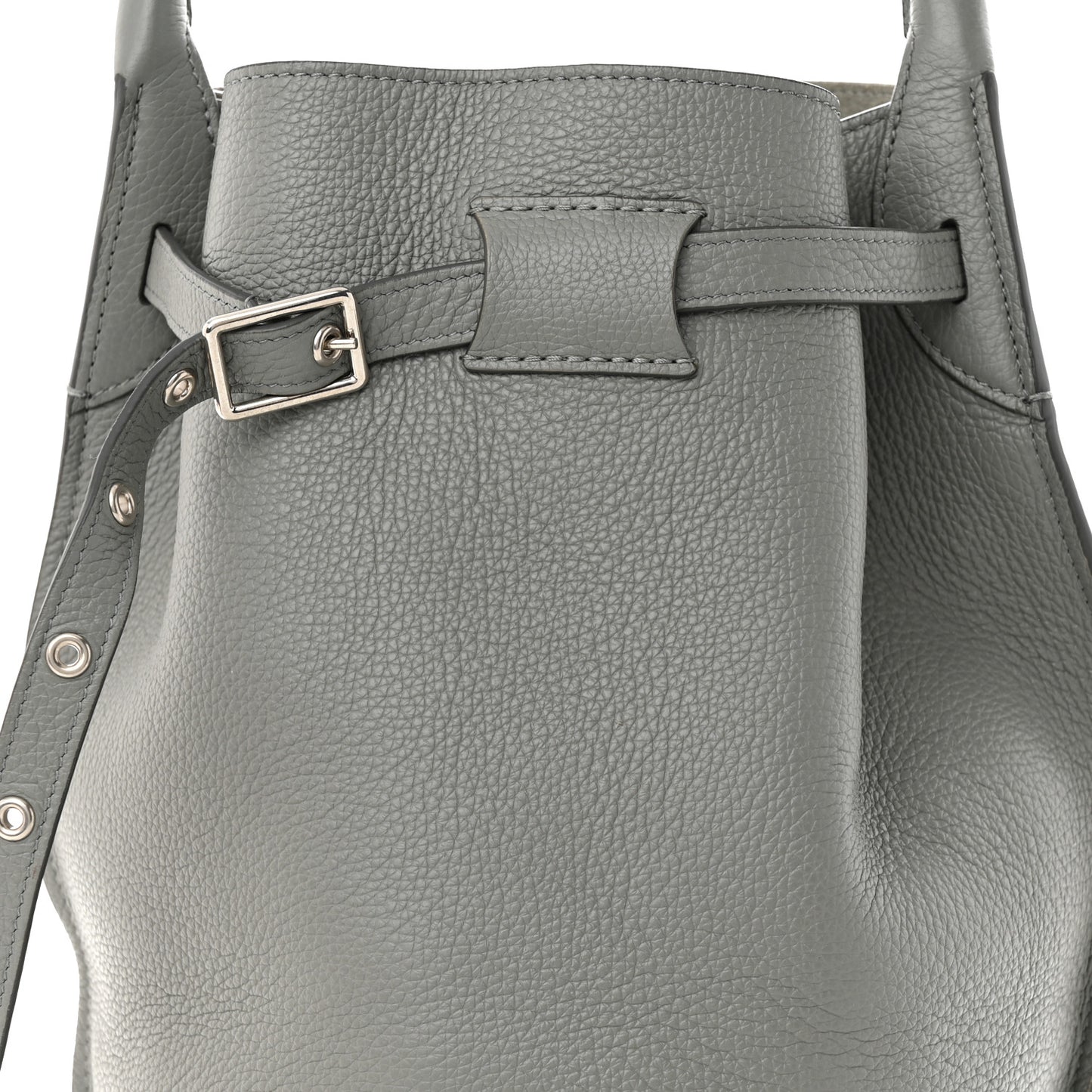 Supple Grained Calfskin Big Bag Bucket Grey