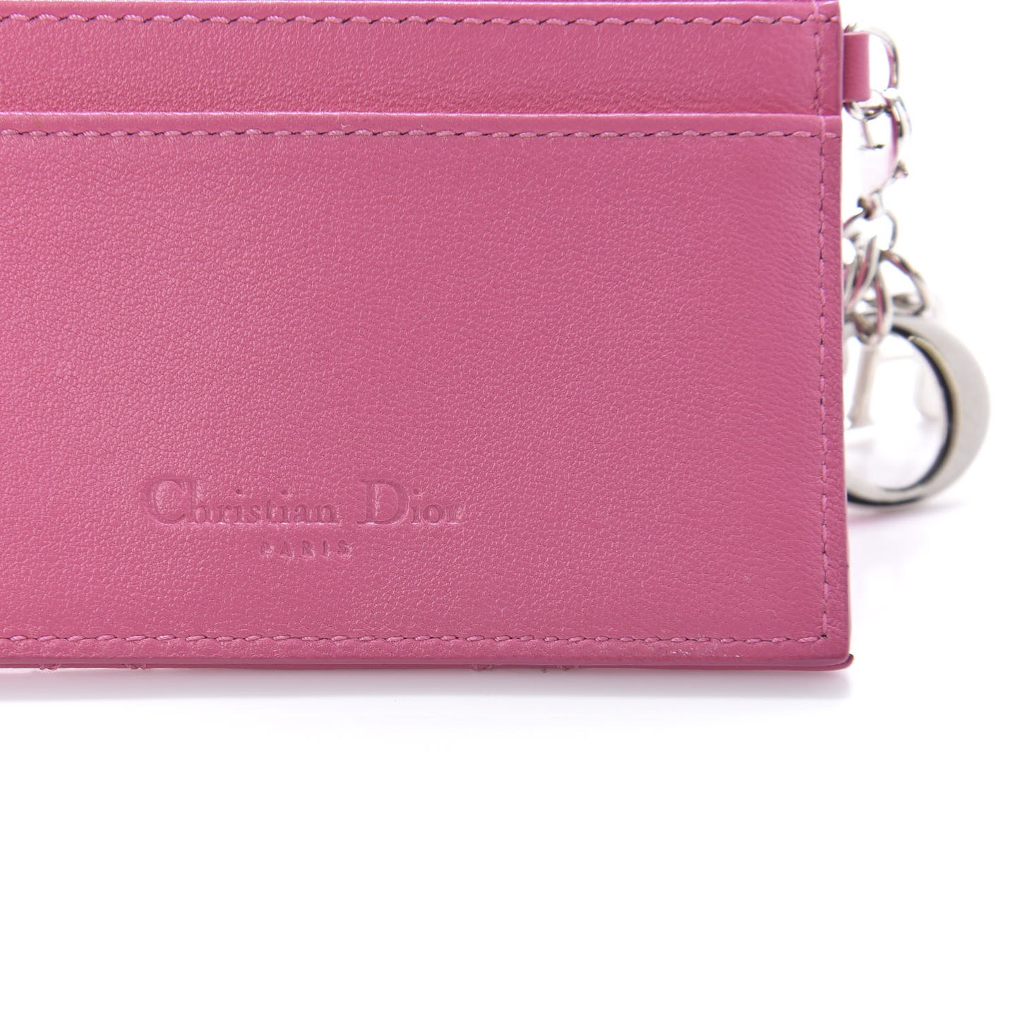 Lambskin Cannage Lady Dior Card Holder Pink
