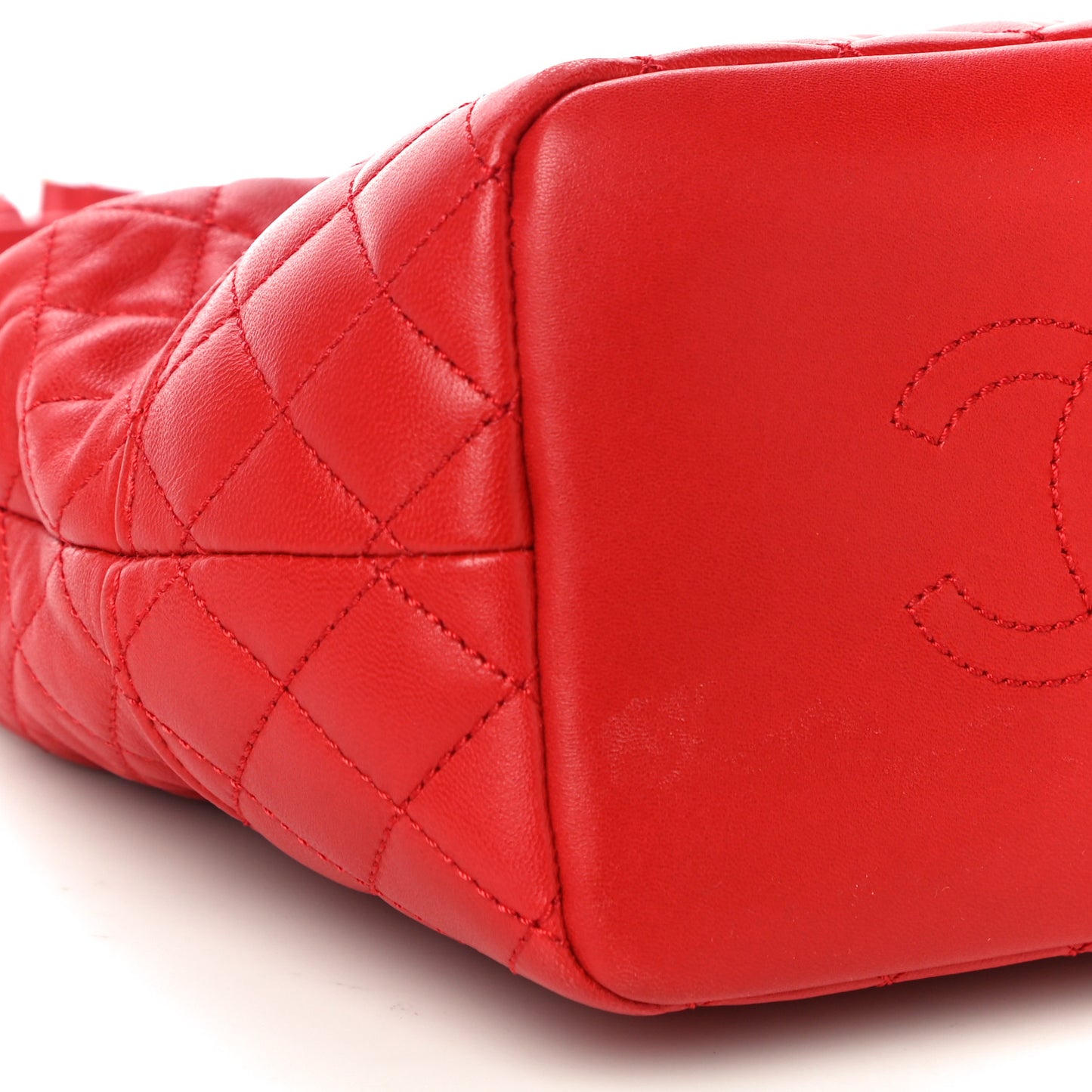 Lambskin Quilted Small Hobo Red