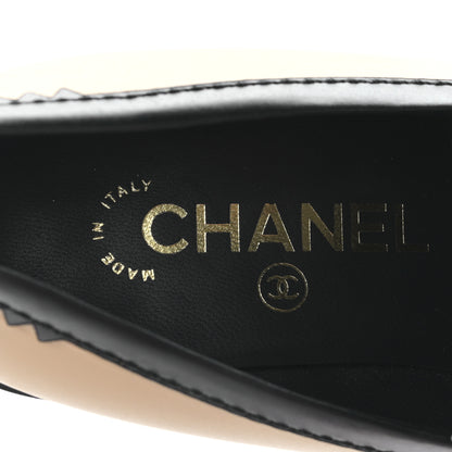 Chanel Calfskin CC Loafers 36.5 Black White Beige 7 of 8