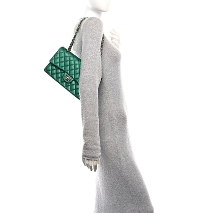 Chanel Metallic Caviar Quilted Medium Double Flap Green 2 of 11