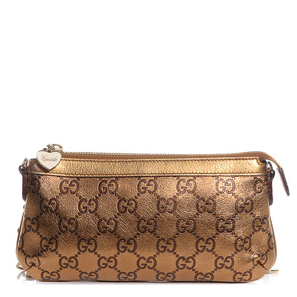 Gucci Metallic Guccissima Heart Chain Pochette Bronze 1 of 7