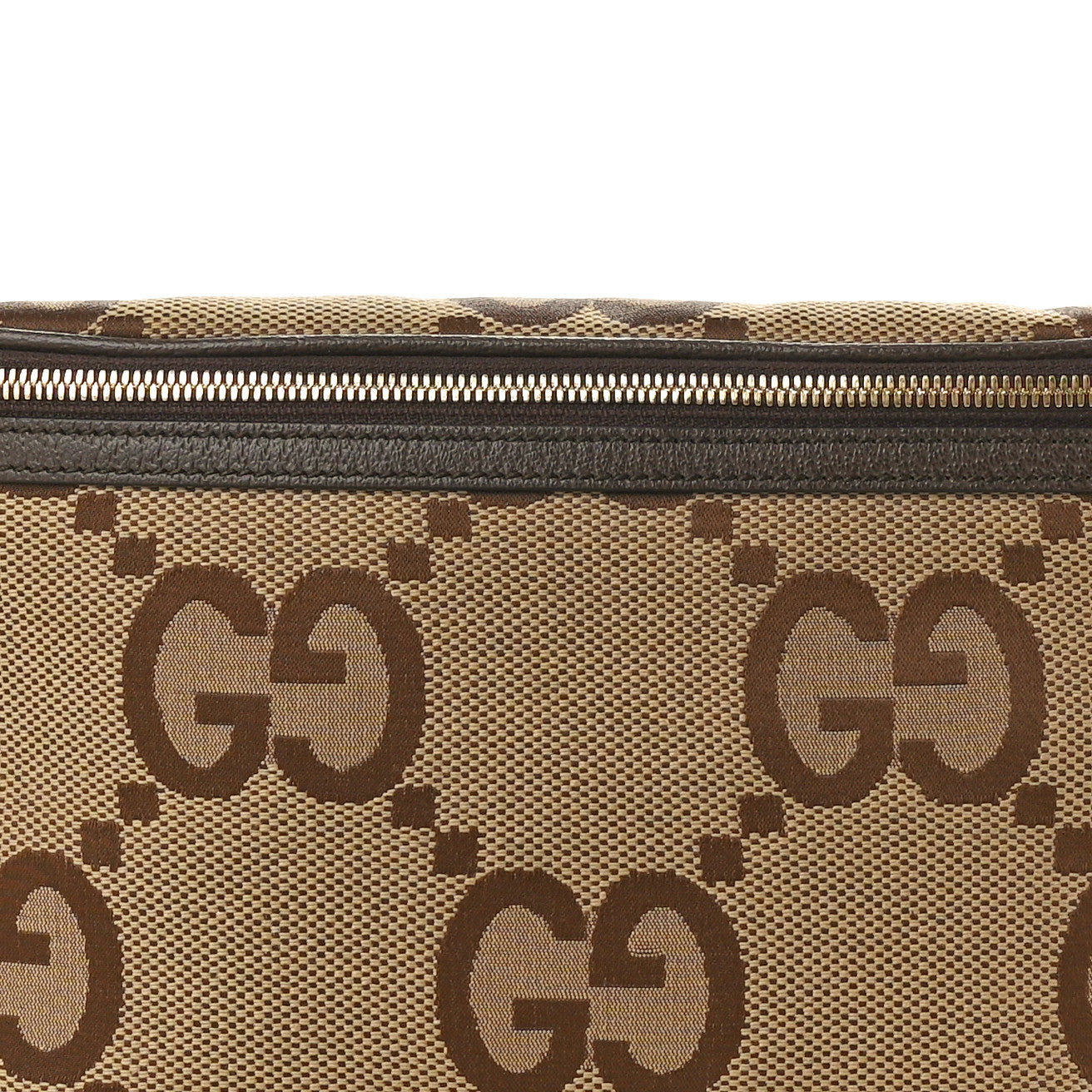 Gucci Monogram Jumbo GG Textured Dollar Calfskin Web Belt Bag Camel Ebony New Acero 7 of 9
