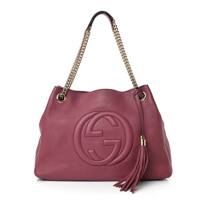 Gucci Pebbled Calfskin Medium Soho Chain Shoulder Bag Peonia Flower 1 of 12