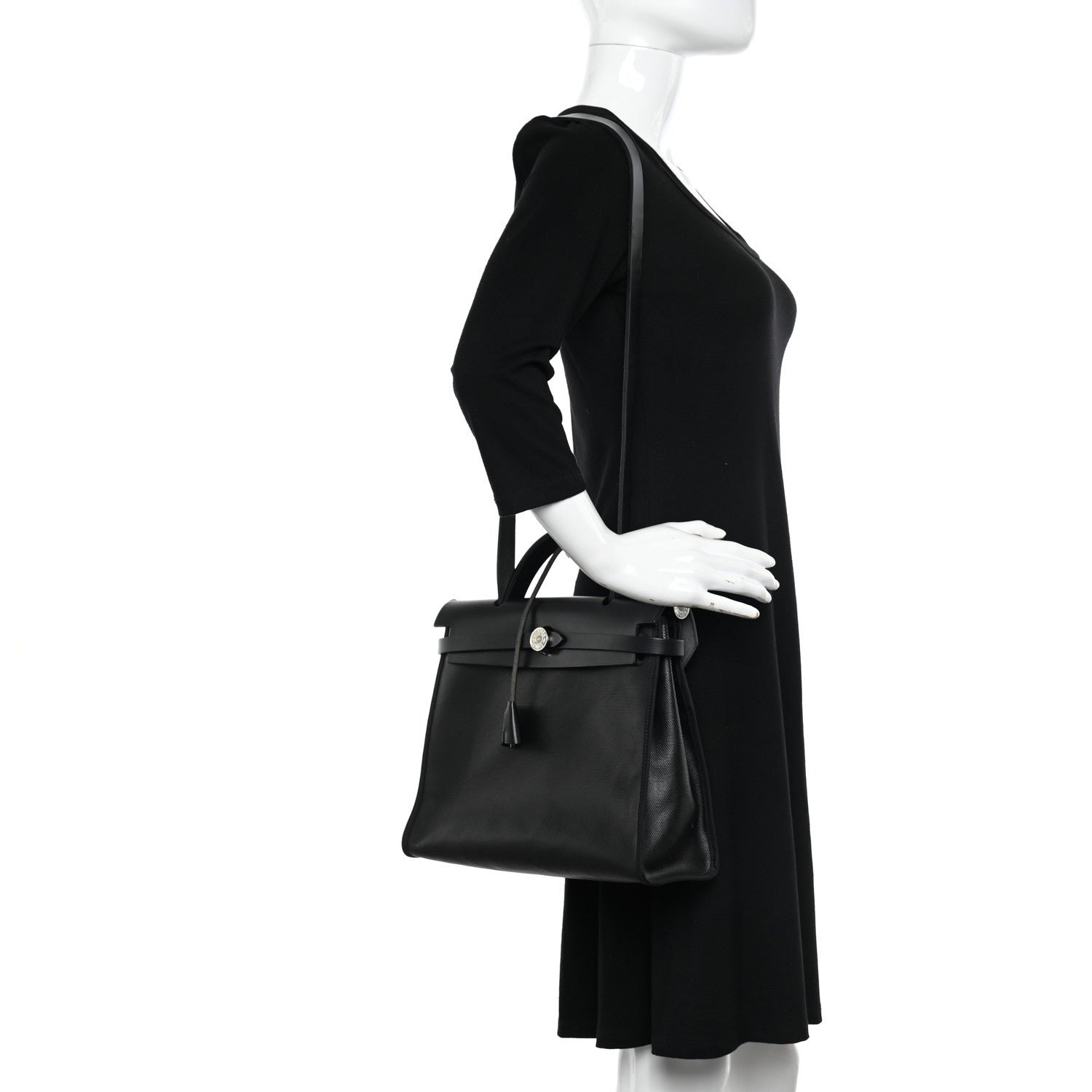 Hermes Toile H Berline Vache Hunter Herbag Zip PM 31 Black Ecru 2 of 12