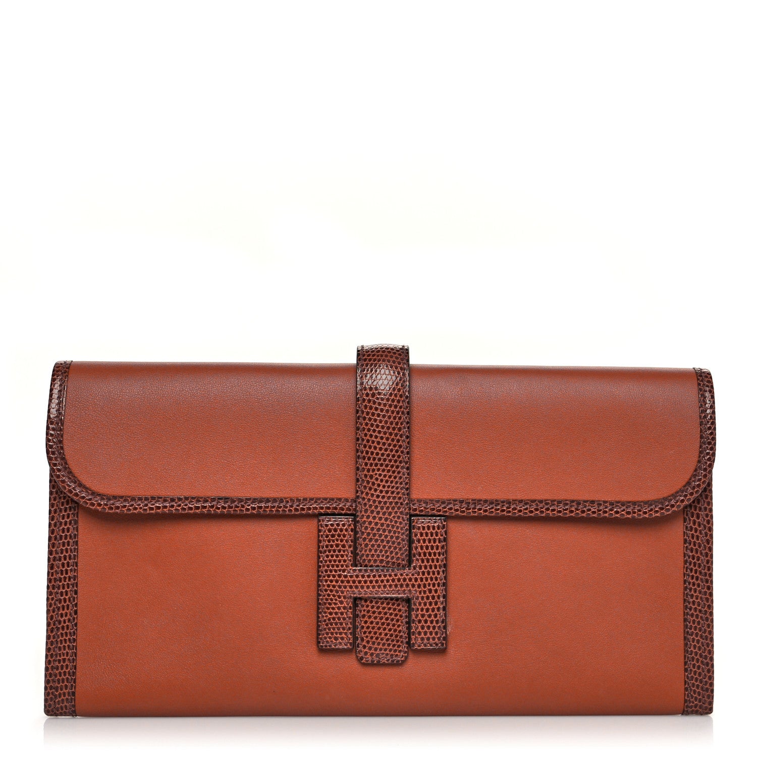 Hermes Swift Lizard Jige Elan Touch 29 Clutch Orange 1 of 9