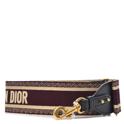 Christian Dior Canvas Embroidered Shoulder Strap Burgundy 1 of 4