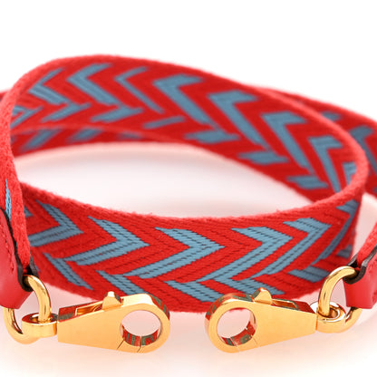 Hermes Toile Swift 25mm Sangle ZigZag Shoulder Strap Rouge de Coeur Bleu du Nord 3 of 6