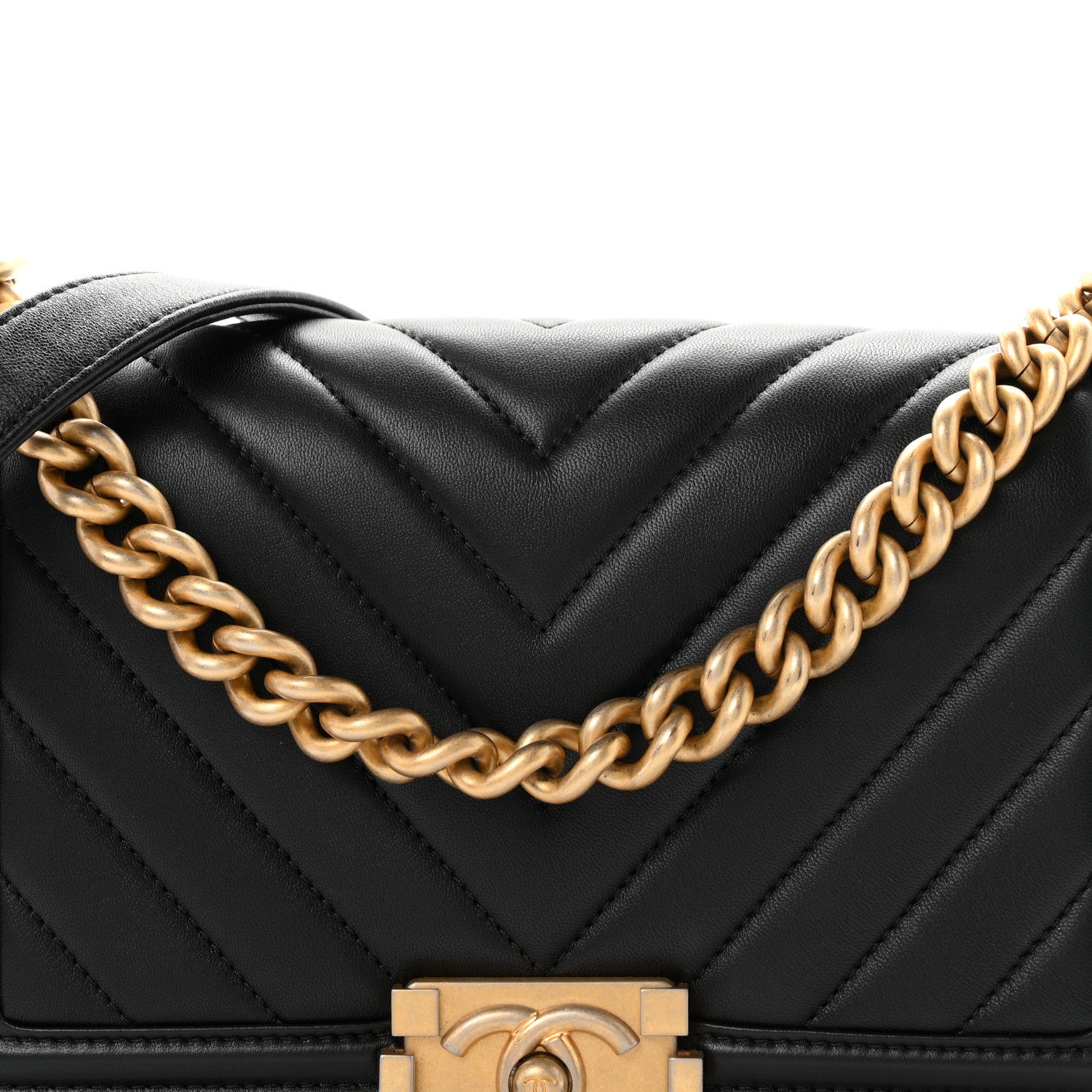 Chanel Calfskin Chevron Quilted Medium Boy Flap Black 7 of 9