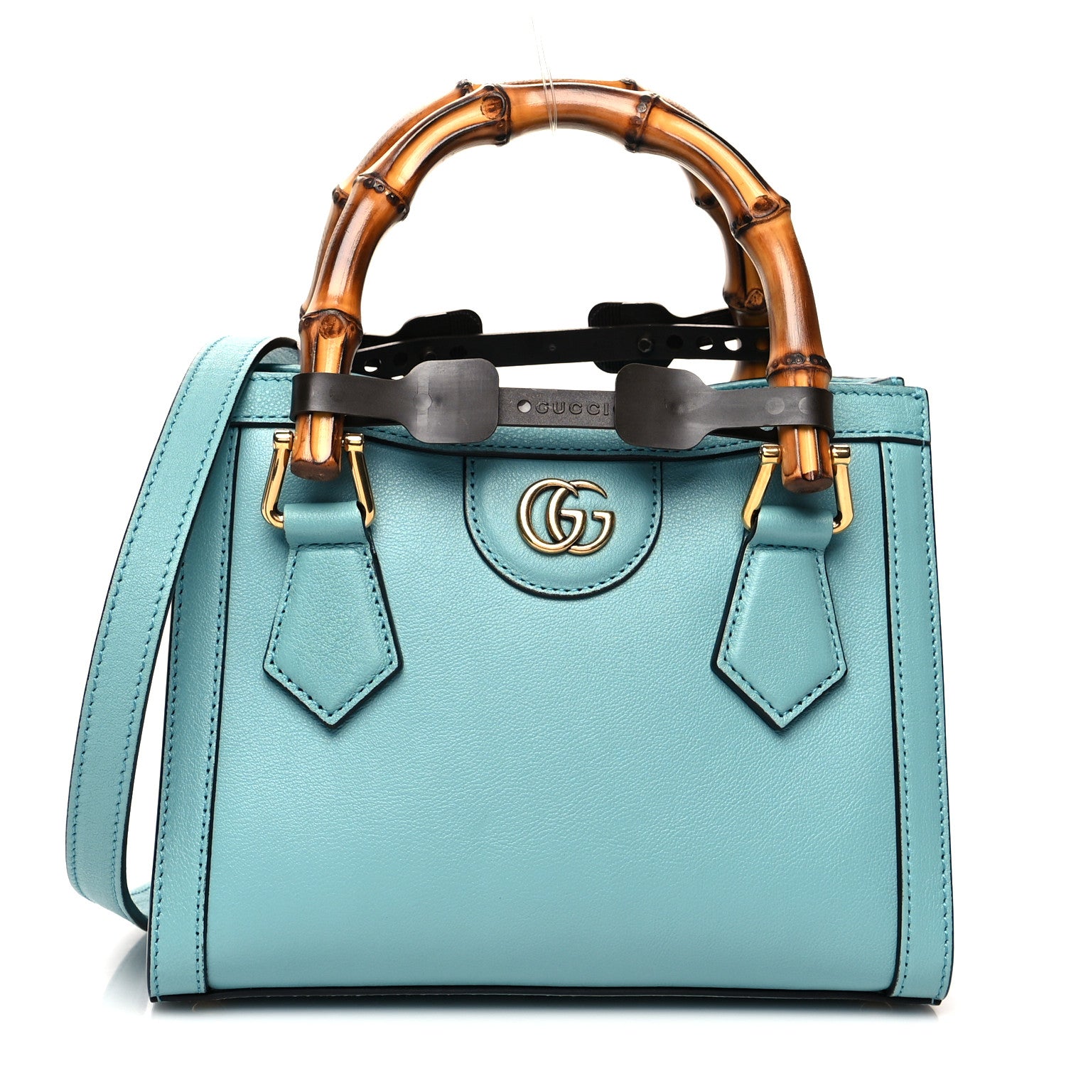 Gucci Wonka Grain Calfskin Mini Diana Tote Bag Dusty Azure Orange Fluo 1 of 11