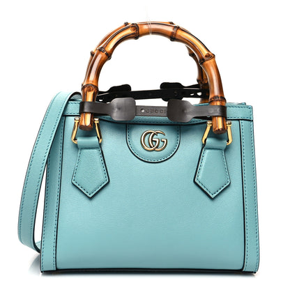 Gucci Wonka Grain Calfskin Mini Diana Tote Bag Dusty Azure Orange Fluo 1 of 11