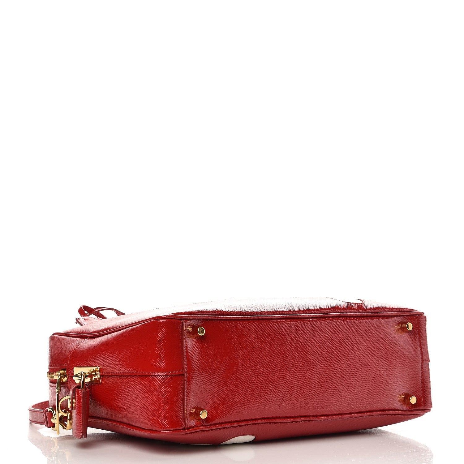 Prada Saffiano Vernice Floral Bauletto Bag Rosso Bianco 5 of 9
