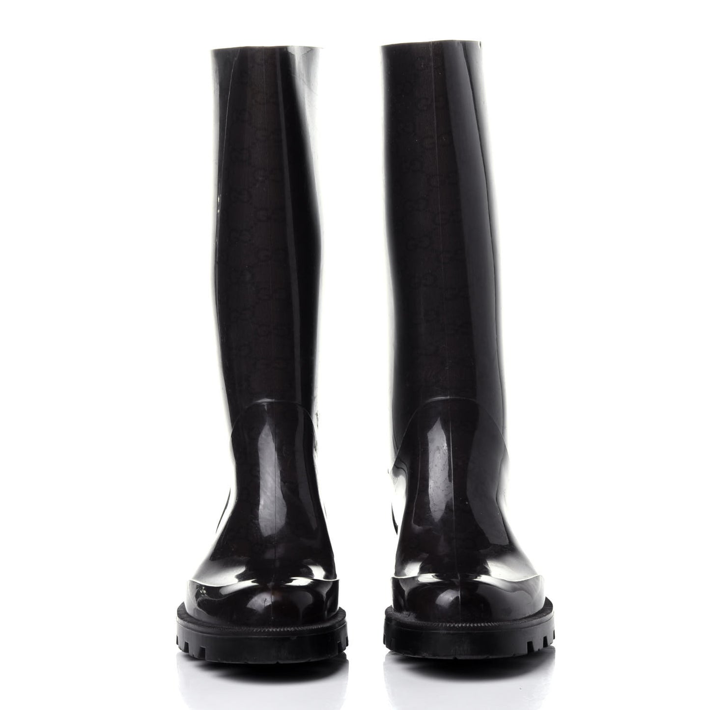Rubber Monogram Rain Boots 37 Black