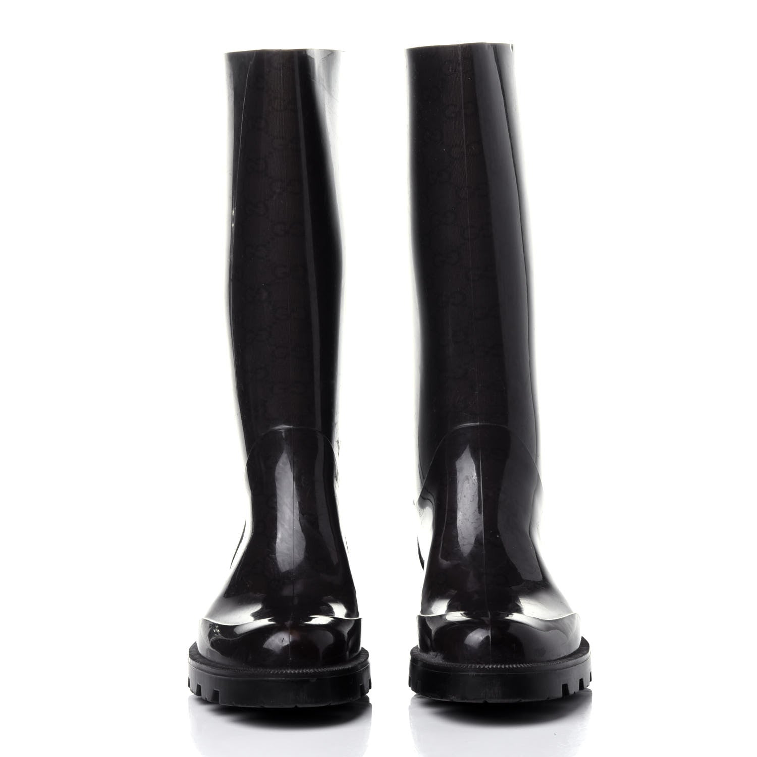 Gucci Rubber Monogram Rain Boots 37 Black 2 of 8