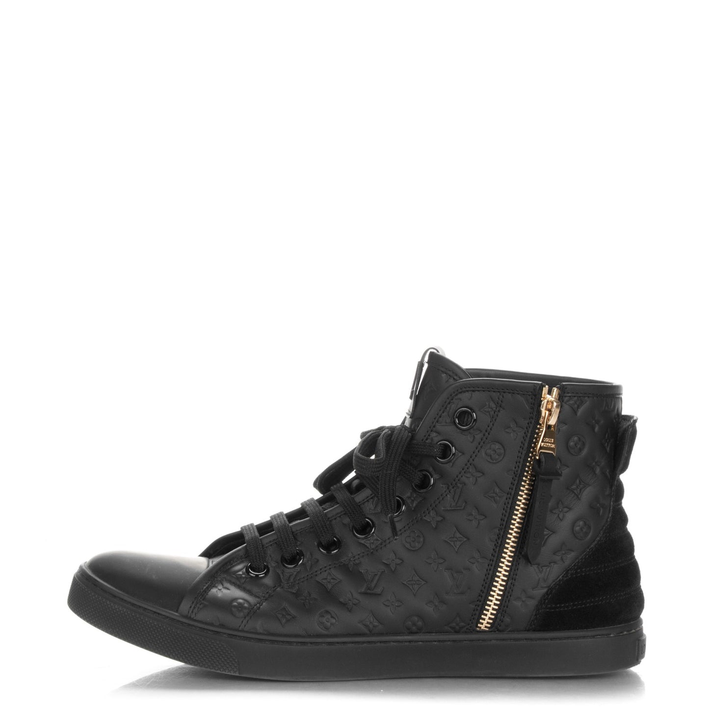 Calfskin Embossed Monogram Punchy High Top Sneakers 39 Black
