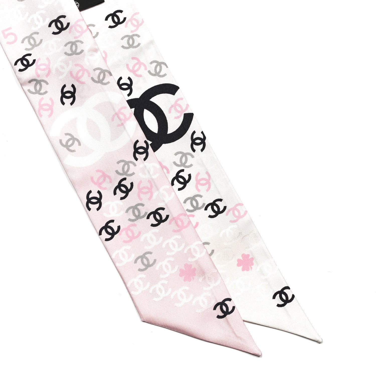 Chanel Silk CC Slim Bandeau Pink Ecru Black 2 of 3