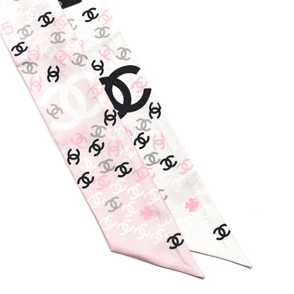 Chanel Silk CC Slim Bandeau Pink Ecru Black 2 of 3