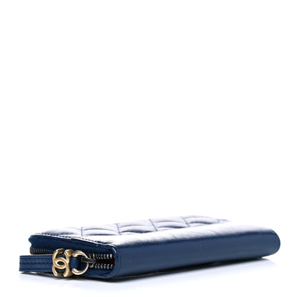 Chanel Aged Calfskin Quilted Small Gabrielle Zip Around Wallet Blue 3 of 5