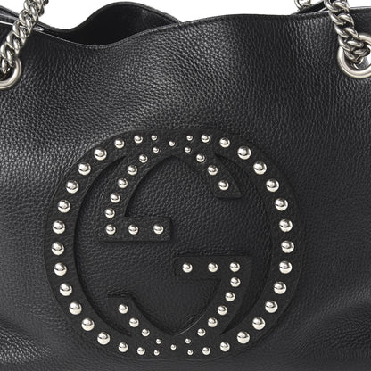 Gucci Pebbled Calfskin Studded Medium Soho Chain Shoulder Bag Black 10 of 10