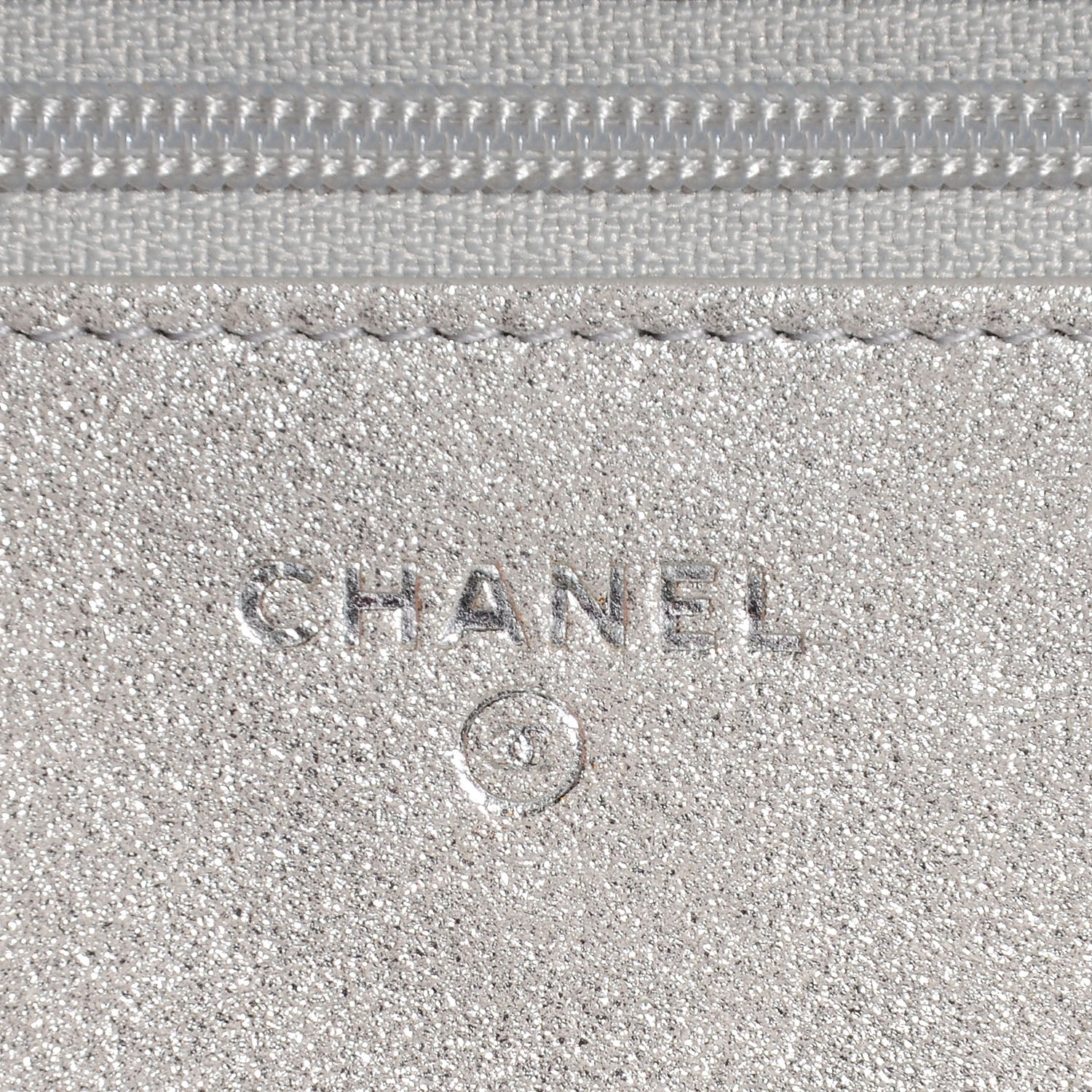 Chanel Iridescent Lizard Embossed Wallet on Chain WOC Silver 7 of 8