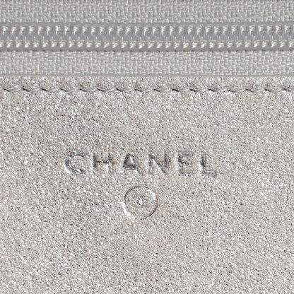 Chanel Iridescent Lizard Embossed Wallet on Chain WOC Silver 7 of 8