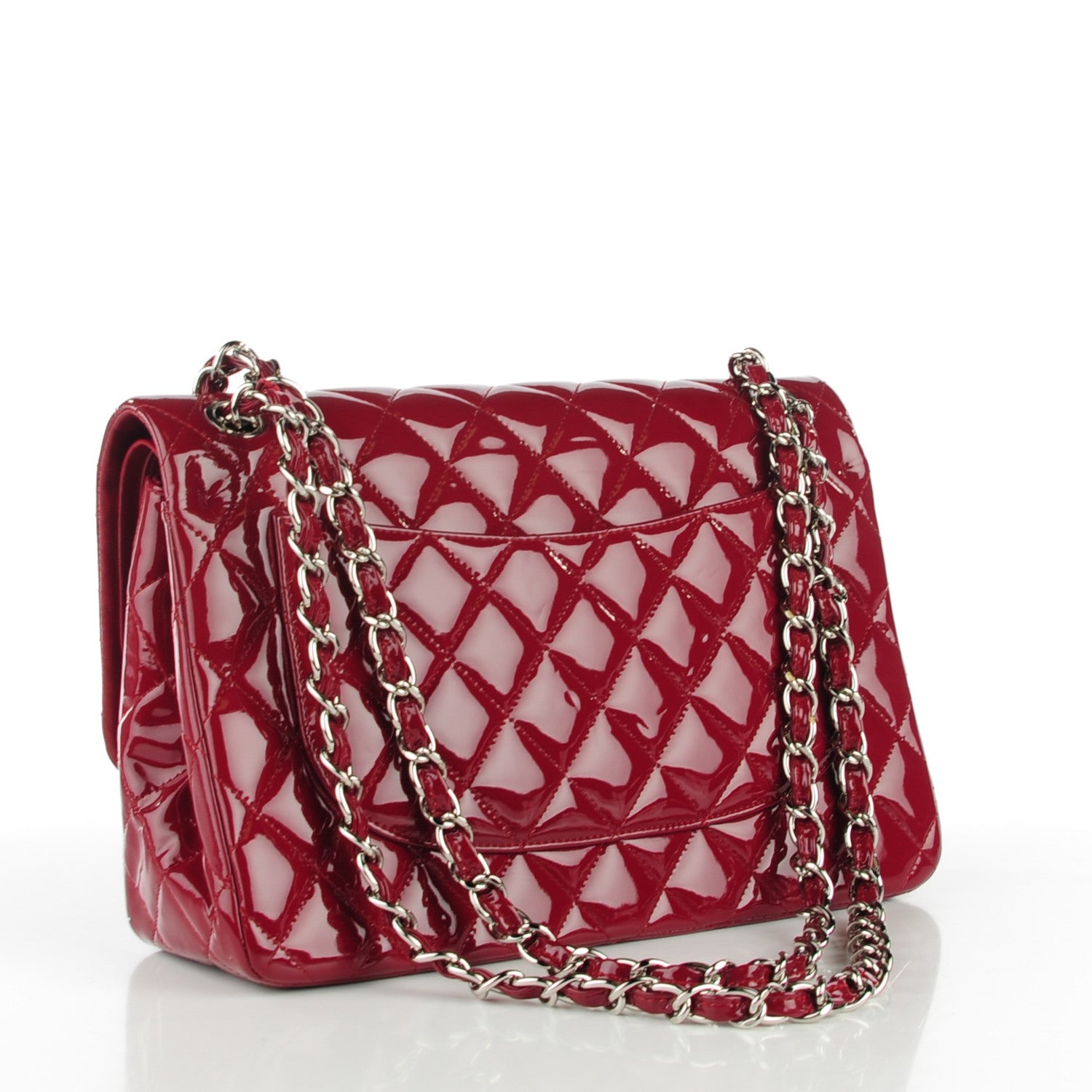 Chanel Patent Quilted Jumbo Double Flap Dark Red 3 of 8