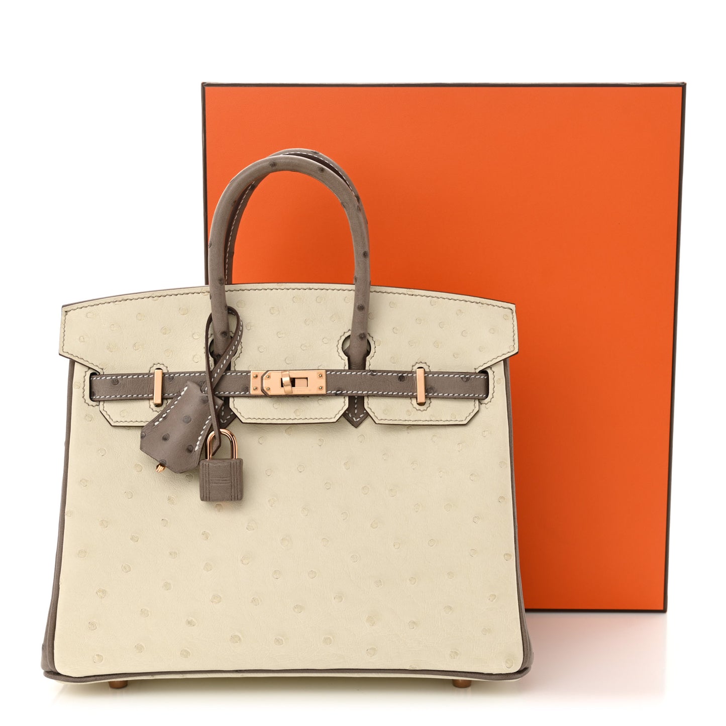 Ostrich Horseshoe Birkin 25 Beton Gris Tourterelle