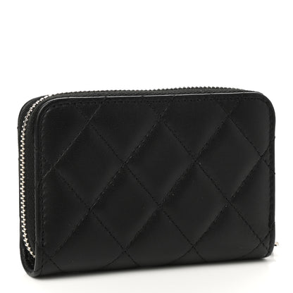 Chanel Lambskin Quilted Zip Coin Purse Black 3 of 8