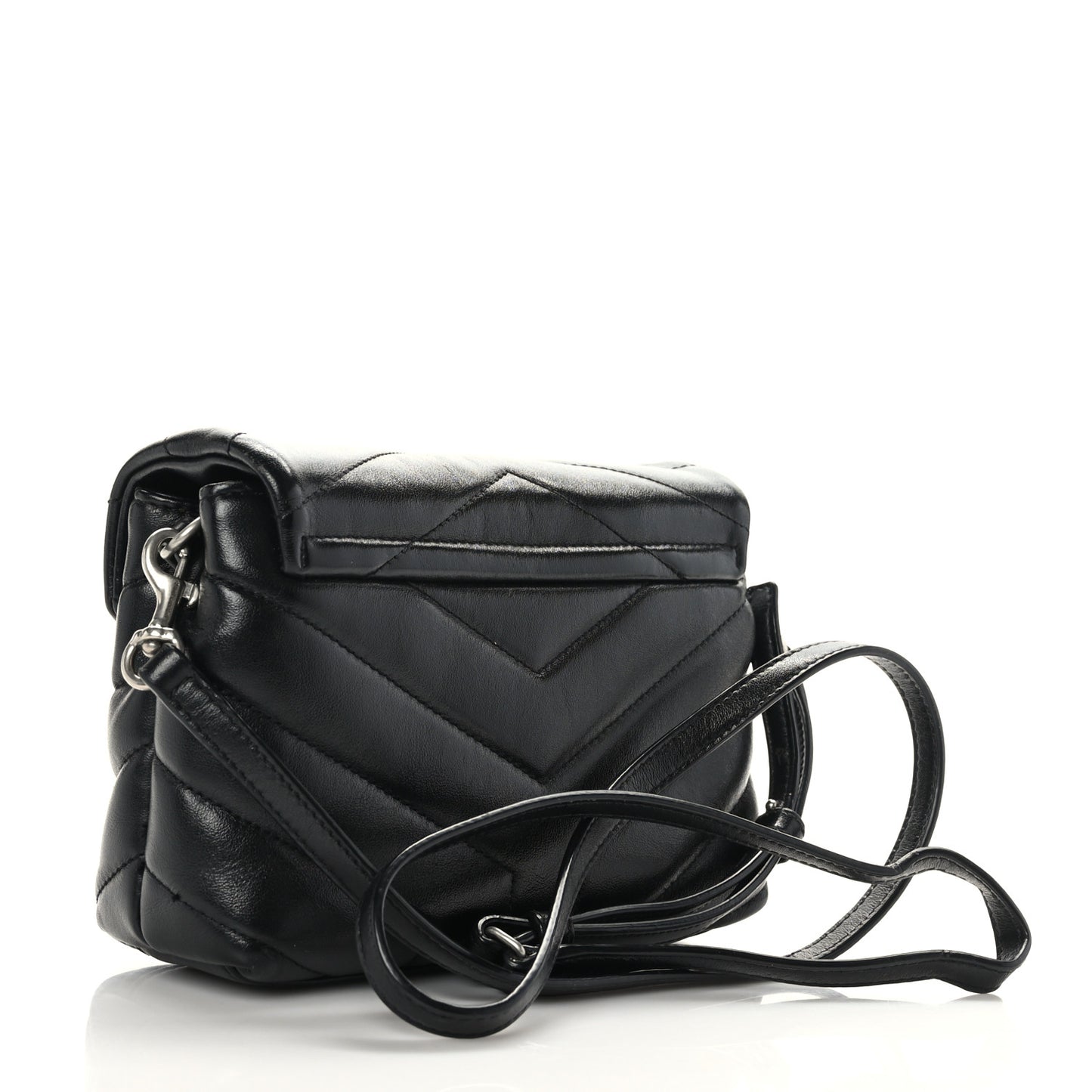 Calfskin Y Quilted Monogram Toy Loulou Crossbody Bag Black