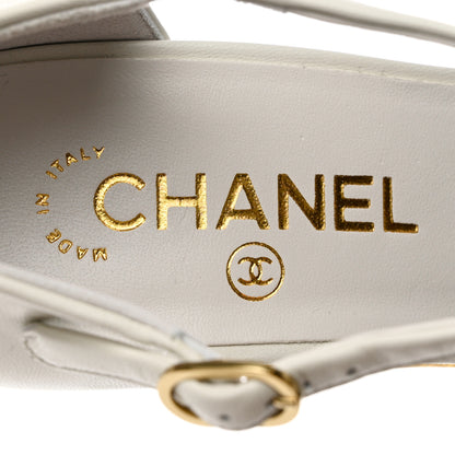 Chanel Lambskin Cap Toe Open Wedge 39 Black White 7 of 13